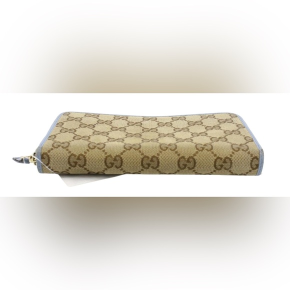 Gucci Tan and Light Blue Monogram Wallet - Picture 3 of 11